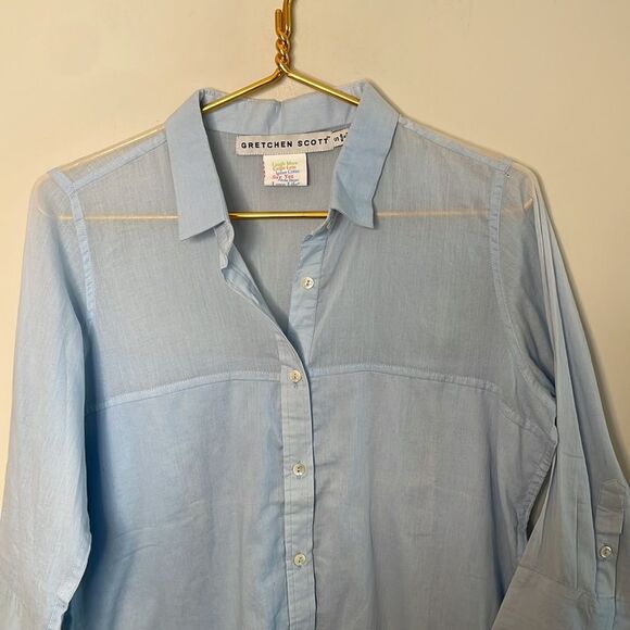 Gretchen Scott Button Down Cotton Shirt Sleek Voile Small - Picture 5 of 8